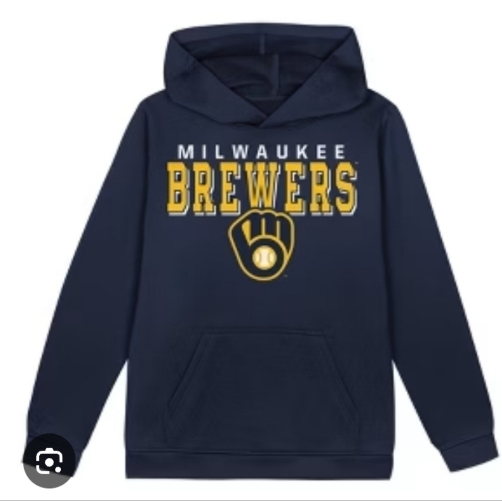 Genuine Merchandise Brewers Boys Polyester Sweater Hoodie Size L 12-14